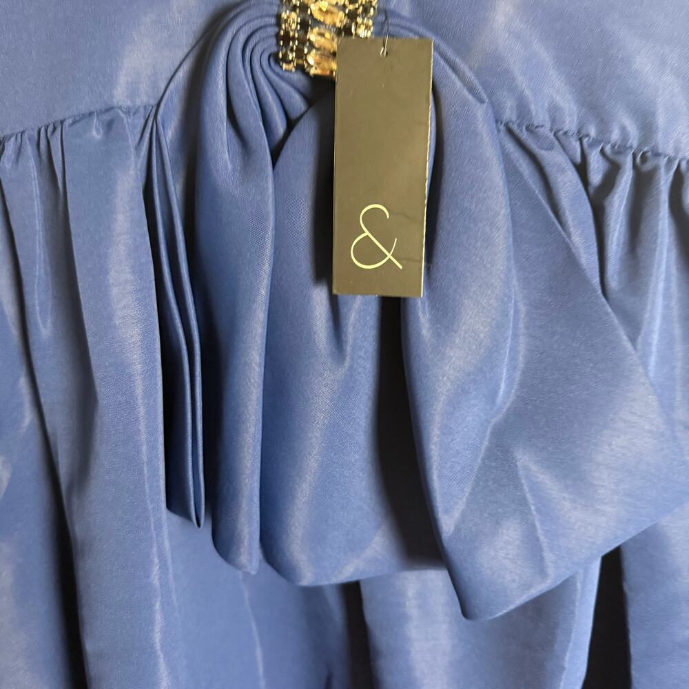 Sachin & Babi Katrina Midnight Blue Sleeveless V-Neck Bow Back Cocktail Gown 14 - Picture 14 of 14
